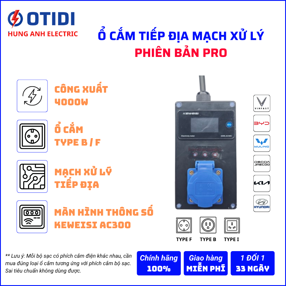 Ổ Cắm Tiếp Địa Mạch Xử Phiên Bản PRO (Professional) – Chuyên Dùng Cho Xe Ô Tô Điện JAECOO J5 J7, VinFast, BYD & Các Dòng EV khác | Dây cáp CVV 2x2.5mm - Ảnh 2