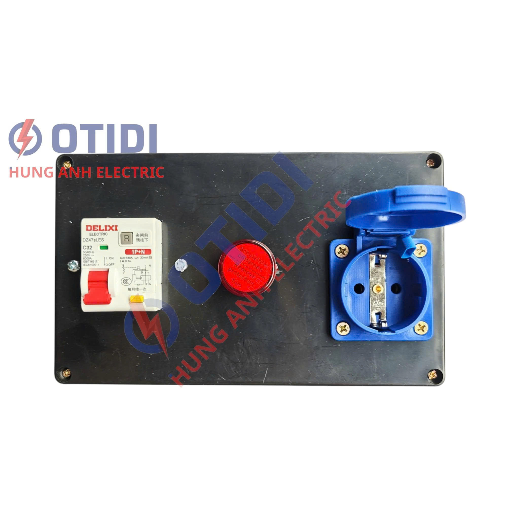 Hộp Điện Sạc Cố Định 16A Cho Bộ Sạc Cầm Tay – Mã HDD.0101-F (Vỏ Đen) | Ổ Cắm Type F Chuẩn Châu Âu, Đức, Hàn Cho BYD, VinFast