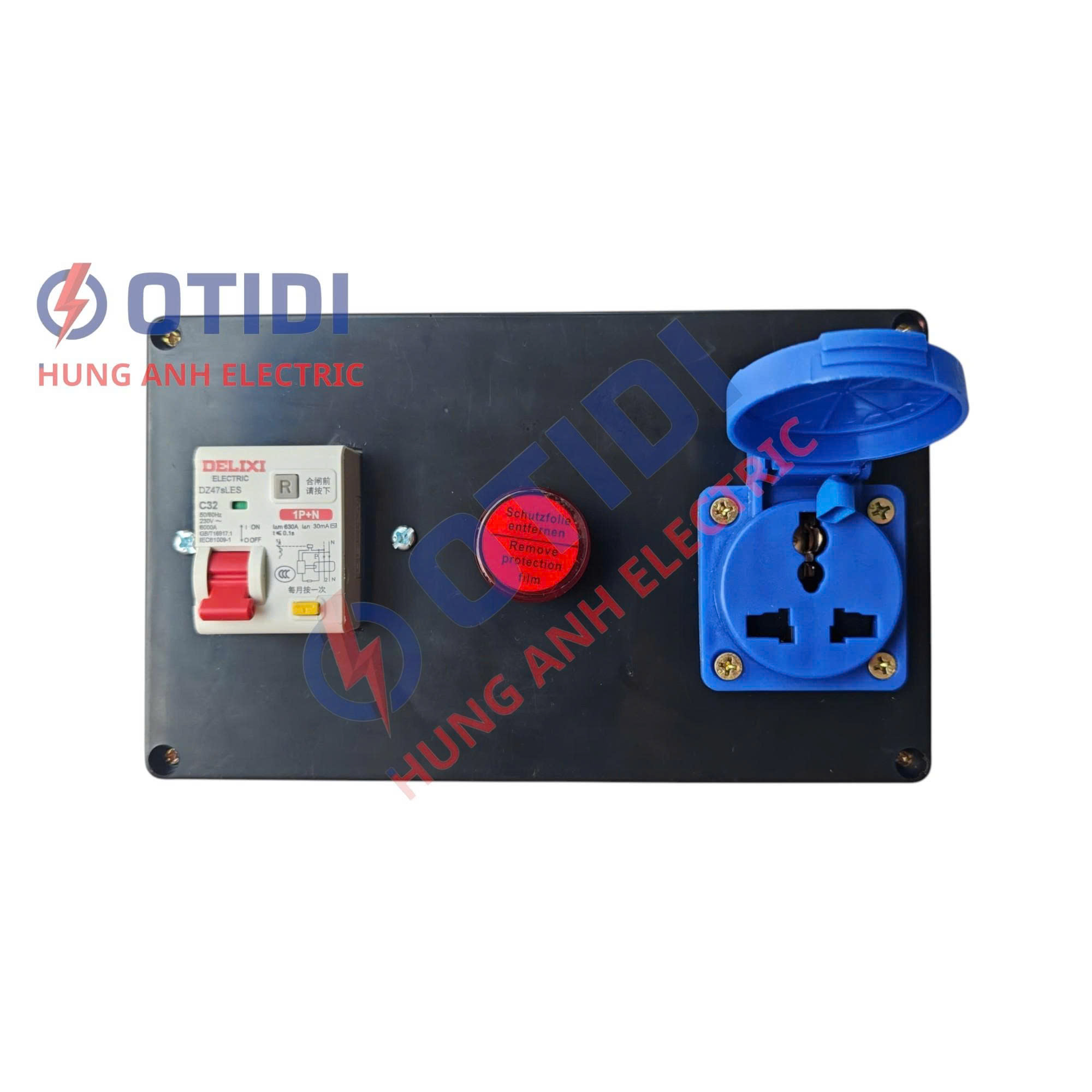 Hộp Điện Sạc Cố Định 16A Cho Bộ Sạc Cầm Tay – Mã HDD.0101-B (Vỏ Đen) | Ổ Cắm Type B Chuẩn Mỹ, Nhật Cho VinFast VF3, Jaecoo J7, Wuling Mini