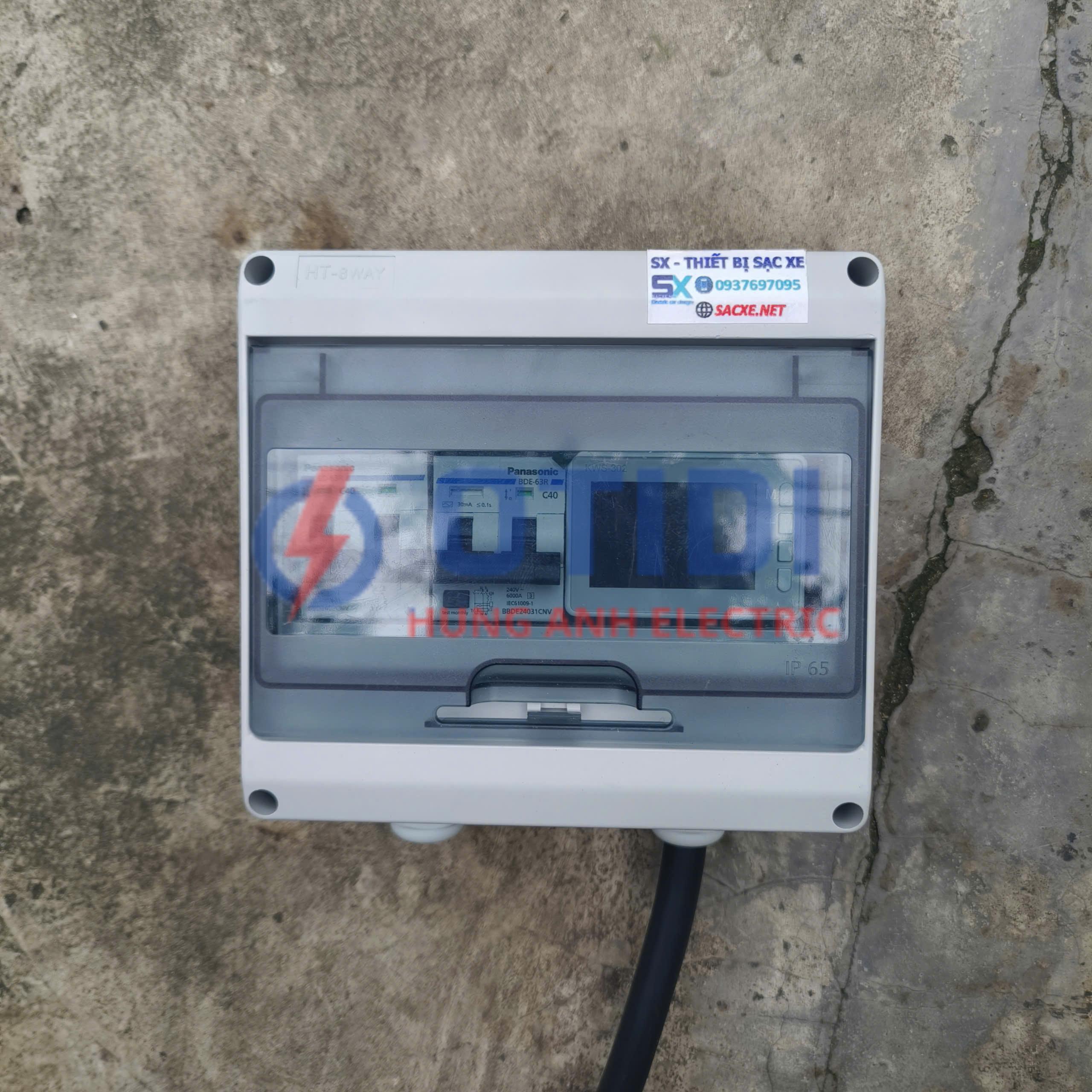 Hộp Điện Đấu Sẵn Sạc Xe Điện Tại Nhà 7.4kW (Mẫu Số 01 - Phiên Bản CB Panasonic) – Mã HDDS.M01 | Tủ Điện Sạc Ô Tô VinFast, BYD Chuyên Dụng Tích Hợp MCB & RCBO Chống Giật Panasonic, Màn Hình KEWEISI KWS-302 - Ảnh 4